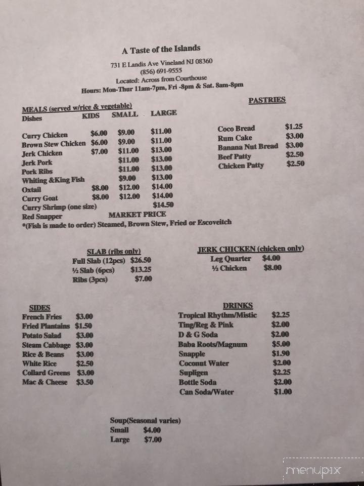 A Taste Of The Island - Vineland, NJ menu_pic