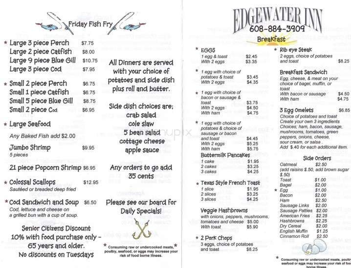 Edgewater Inn - Edgerton, WI menu_pic