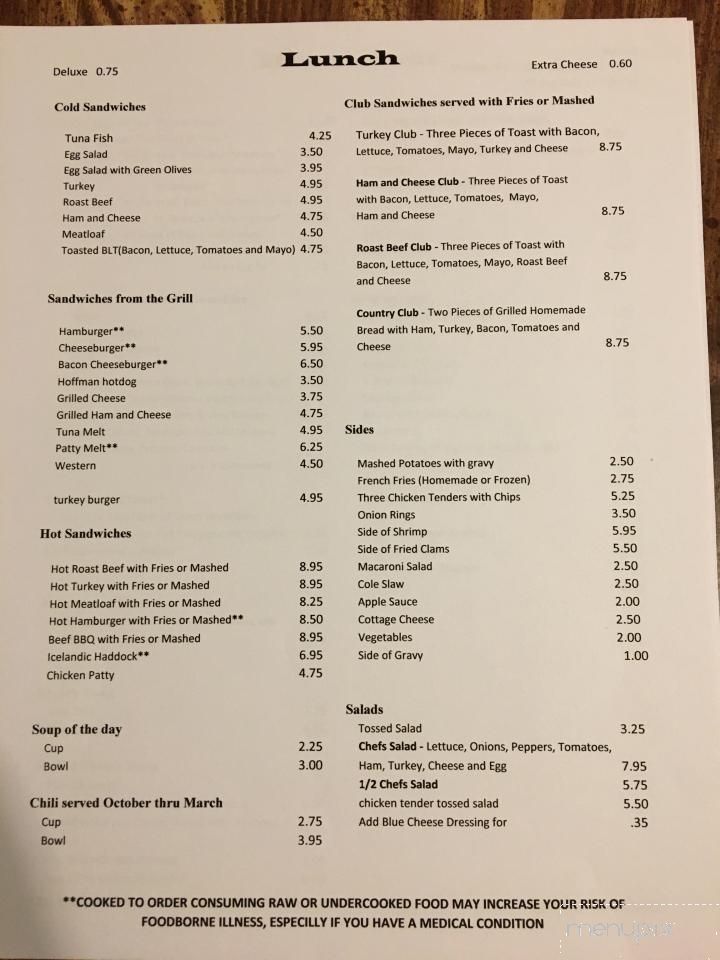Diane's Coffee Shop - Dexter, NY menu_pic