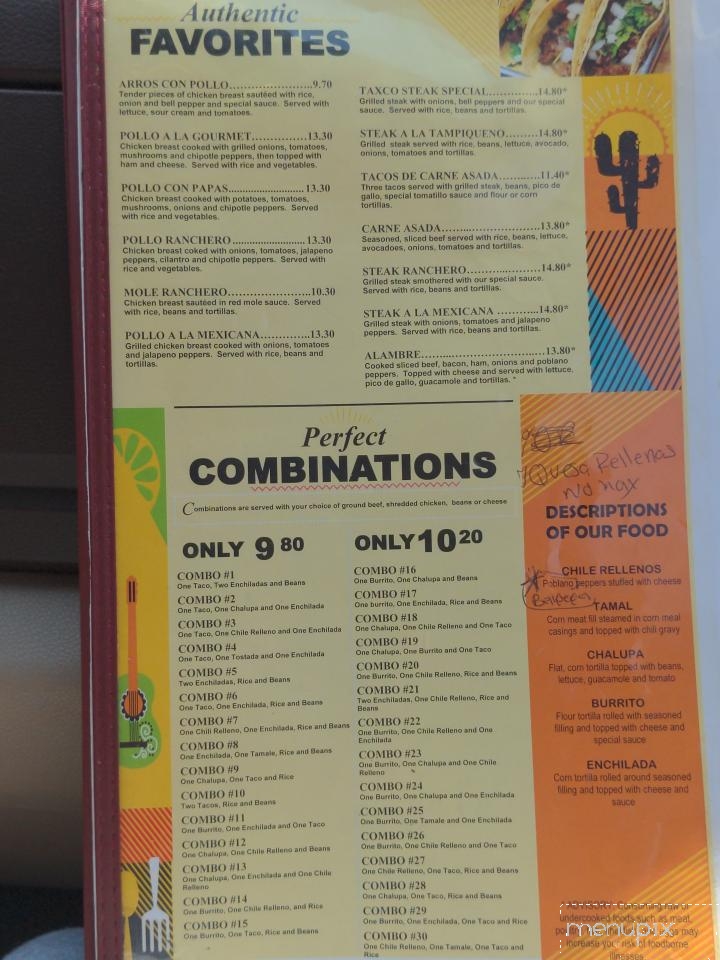 Taxco Mexican Restaurant - Atlanta, GA menu_pic