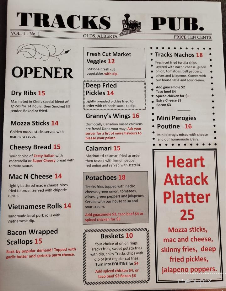Tracks Pub - Olds, AB menu_pic