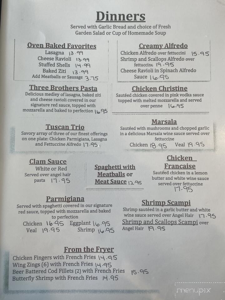 Three Brothers Pizza & Restaurant - Nazareth, PA menu_pic