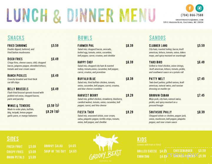 Groovy Beast - Gastonia, NC menu_pic