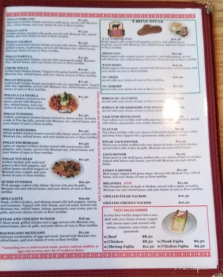 El Tapatio - Rock Falls, IL menu_pic