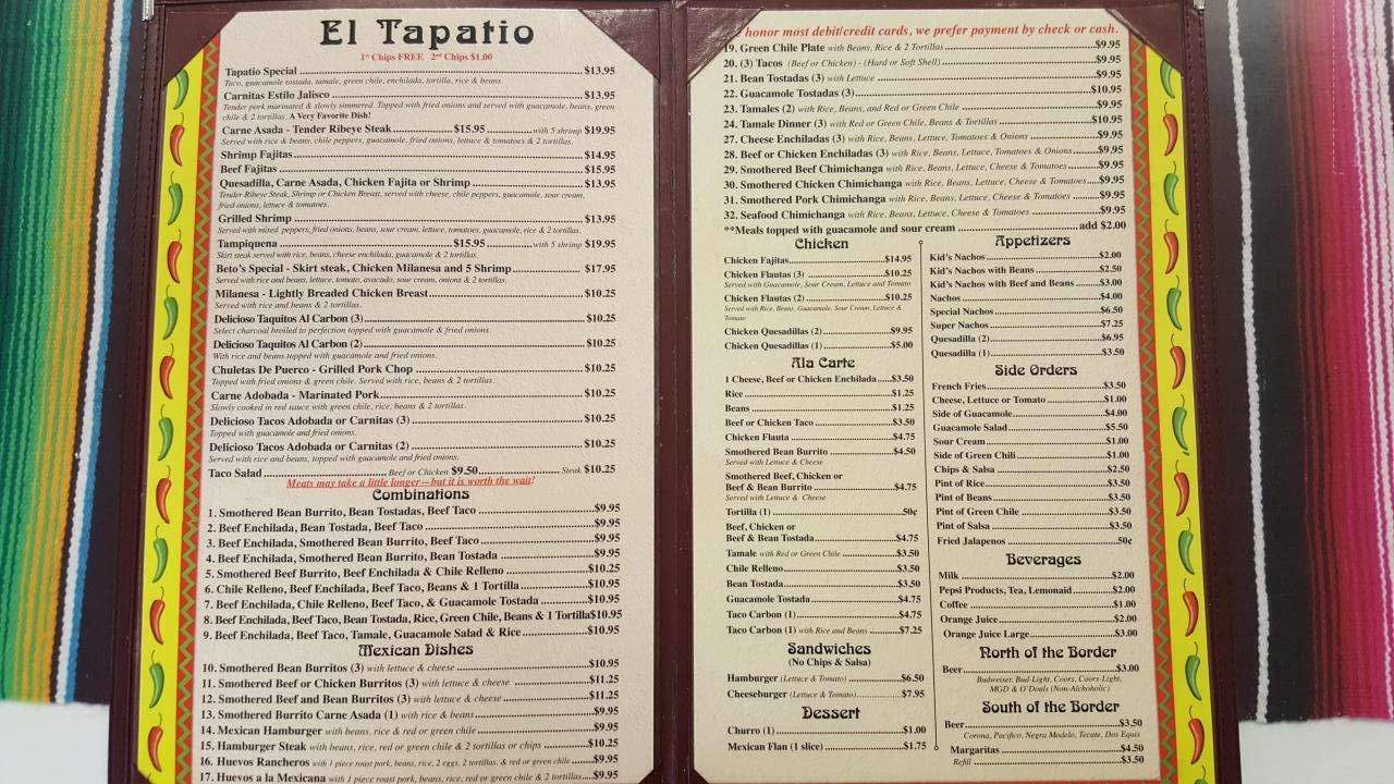 El Tapatio Mexican Restaurant - Powell, WY menu_pic