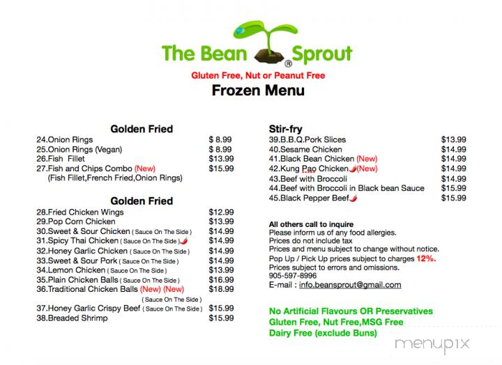 The Bean Sprout - Vaughan, ON menu_pic