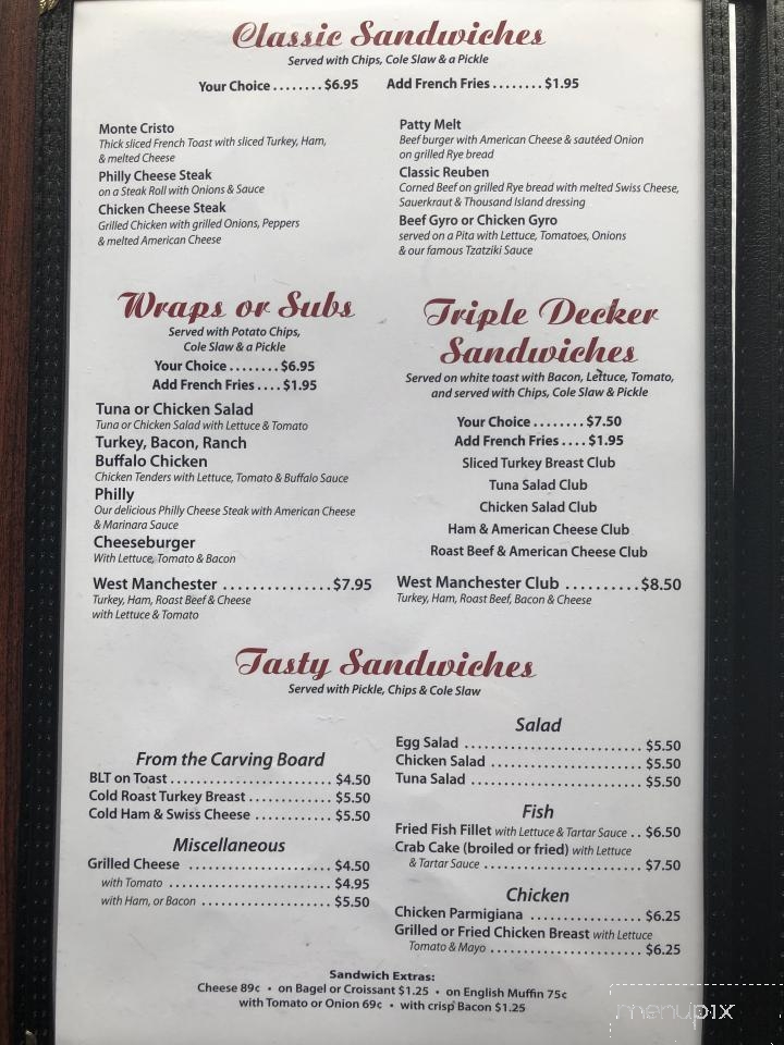West Manchester Diner - York, PA menu_pic