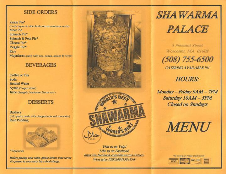 Shawarma Palace - Worcester, MA menu_pic