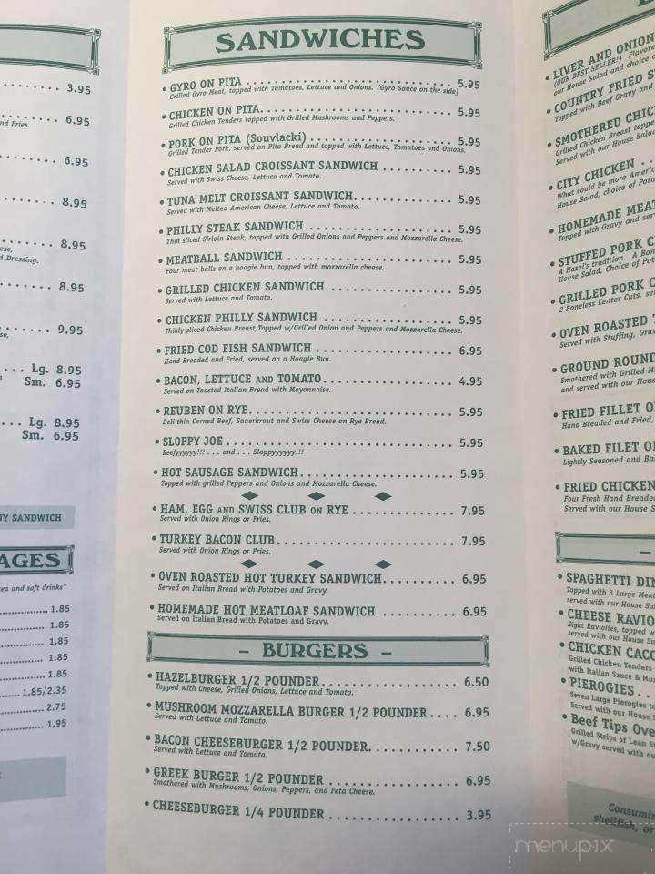 Hazel's Restaurant - New Castle, PA menu_pic