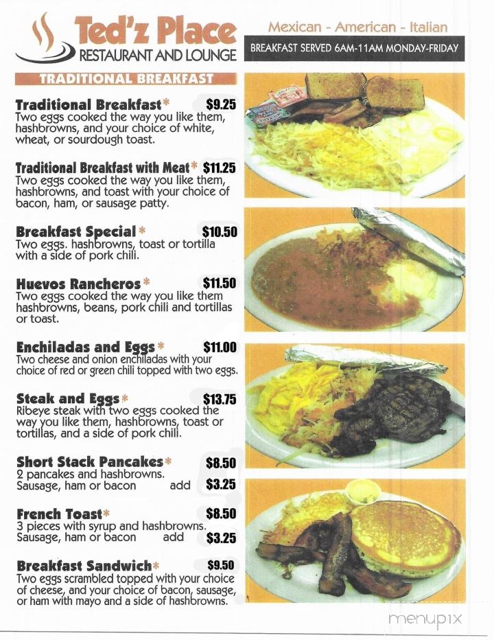 Ted'z Place - Commerce City, CO menu_pic