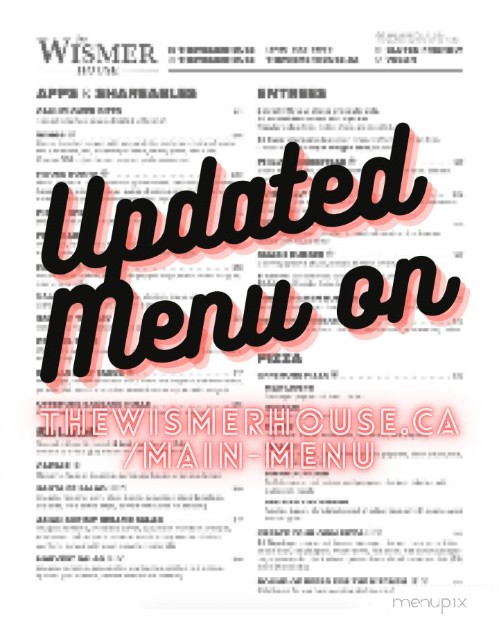 The Wismer House - Saugeen Shores, ON menu_pic