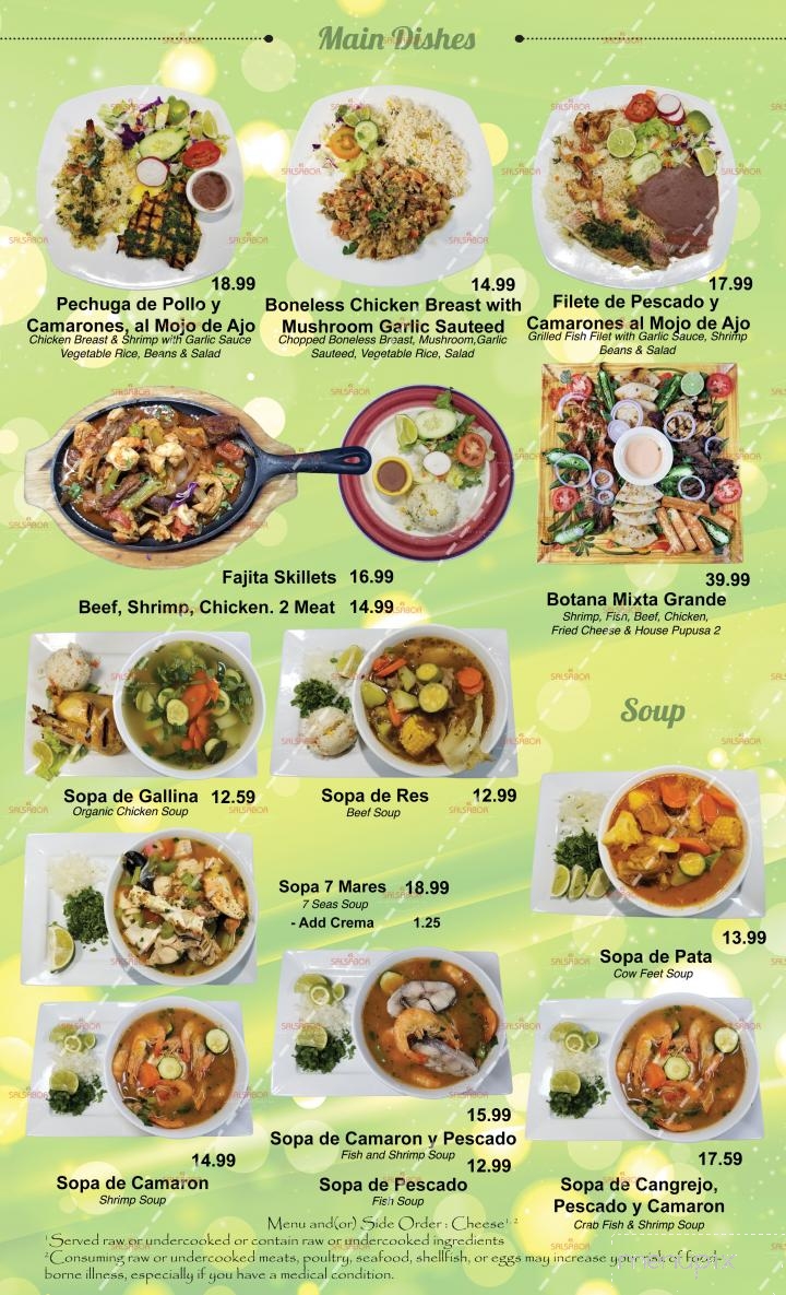 El Salsabor Restaurant Y Pupuseria - Los Angeles, CA menu_pic