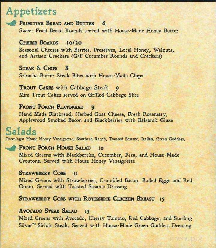Front Porch - Powell, TN menu_pic