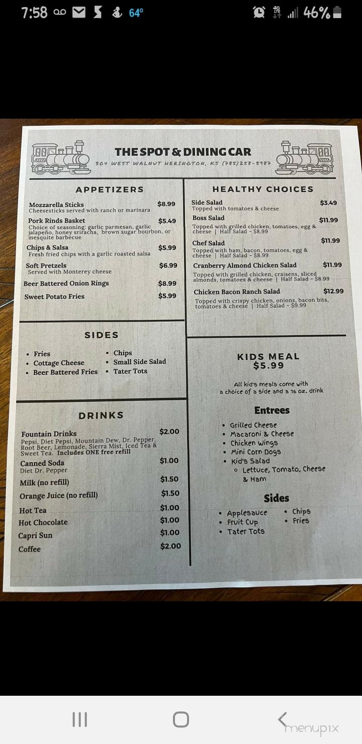 Spot - Herington, KS menu_pic