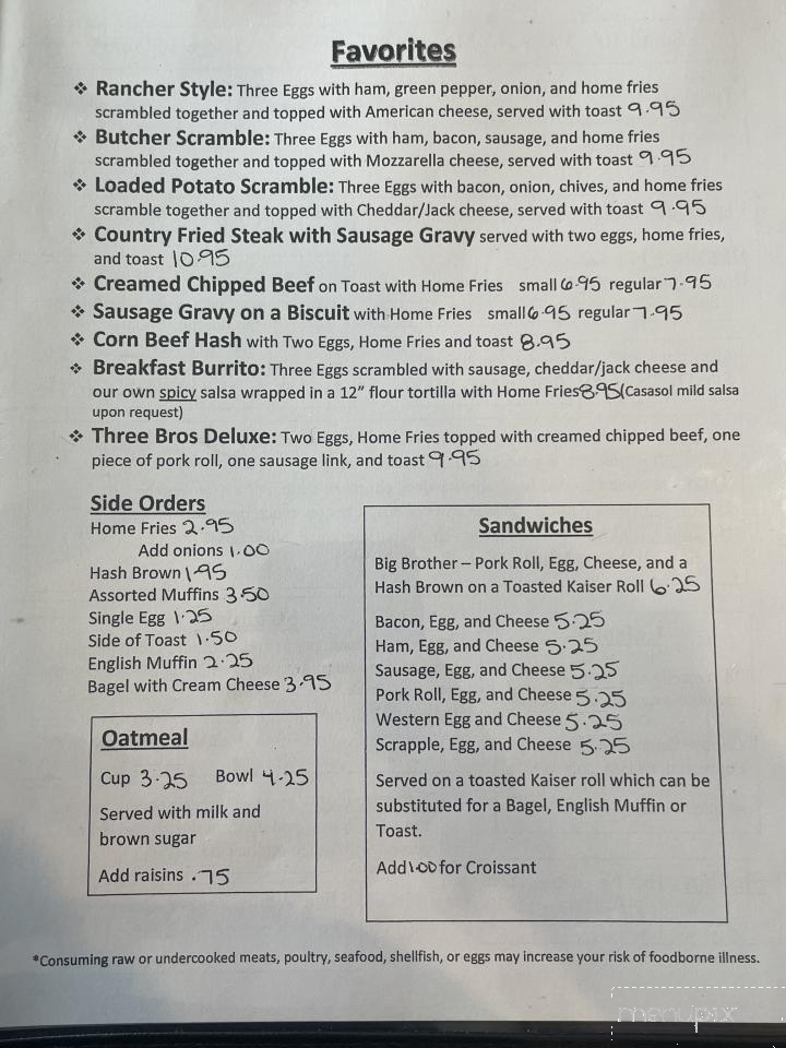 Three Brothers Pizza & Restaurant - Nazareth, PA menu_pic