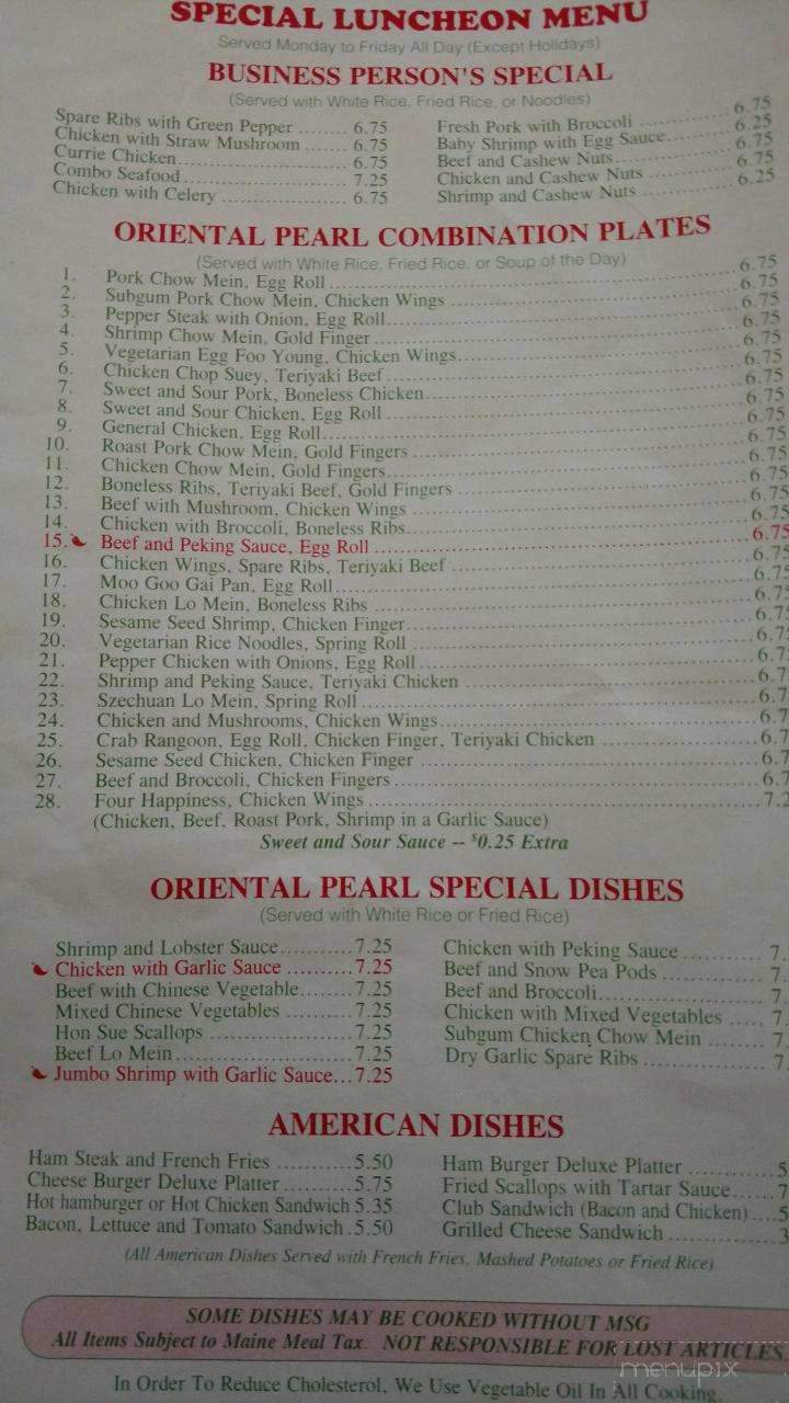 Oriental Pearl - Presque Isle, ME menu_pic
