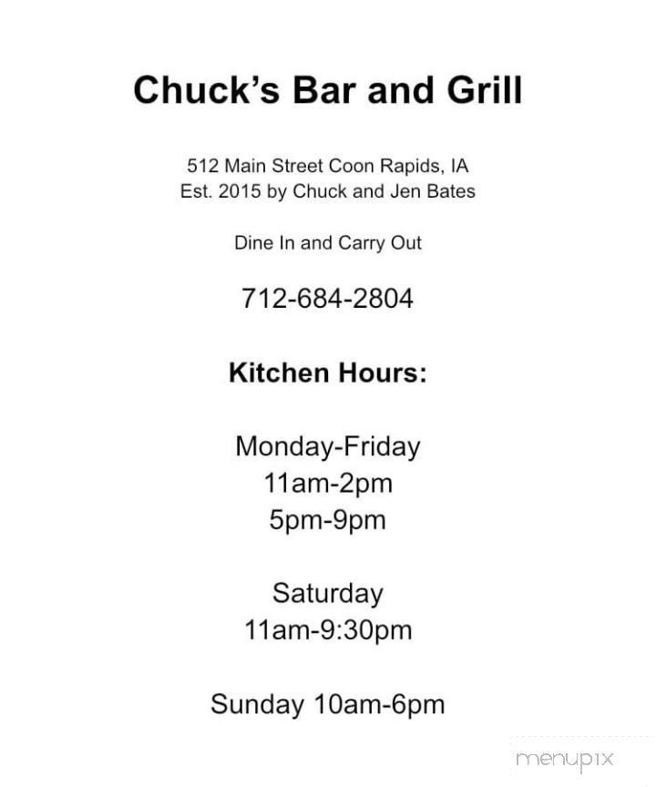 Chuck's Place - Coon Rapids, IA menu_pic