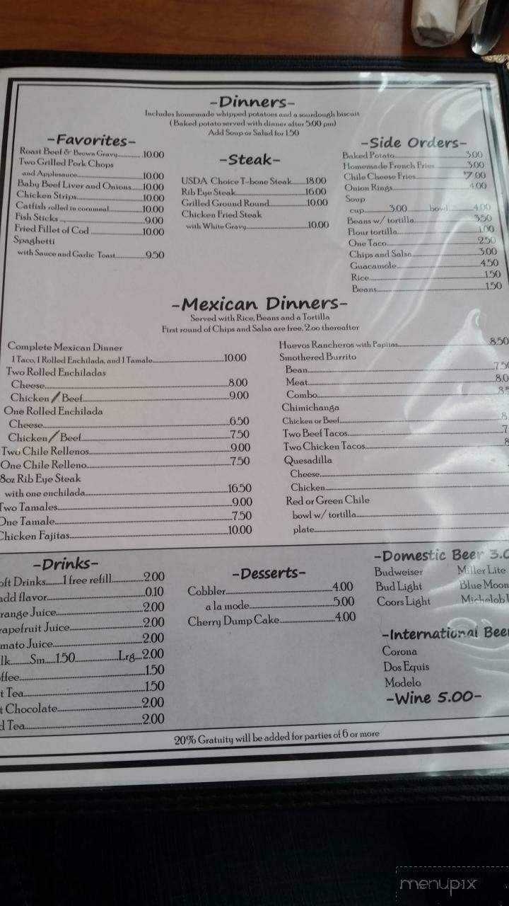 Sun & Sand Restaurant - Santa Rosa, NM menu_pic
