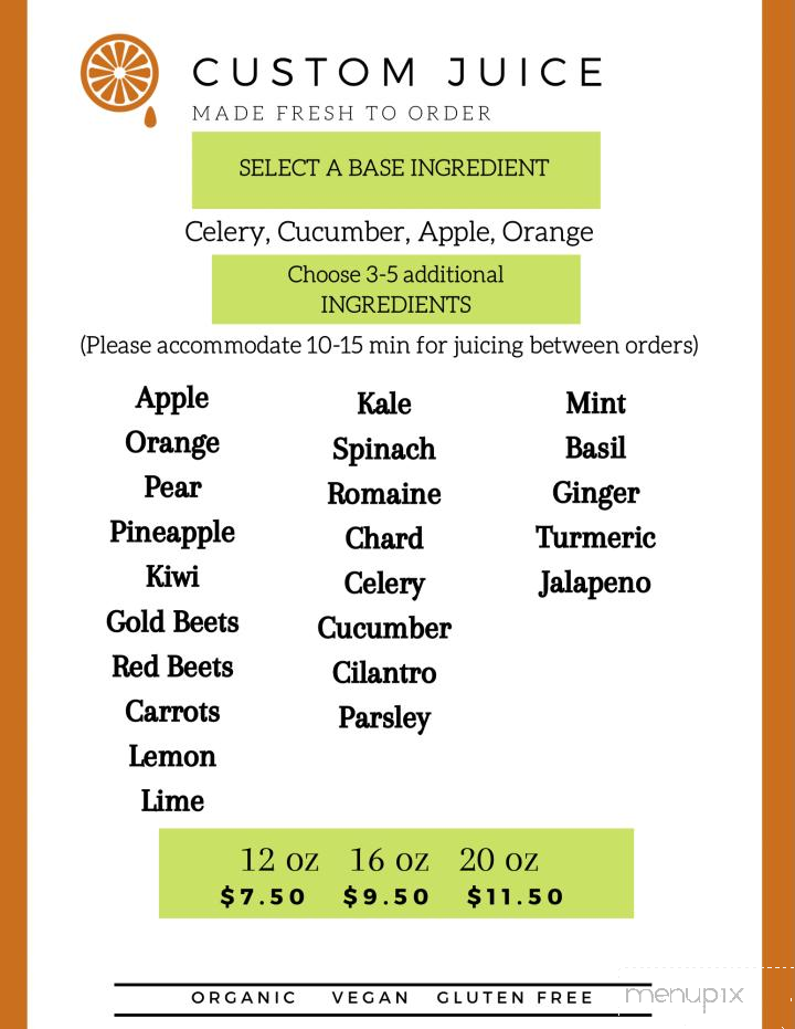 Sweet Greens Juice Bar - Eureka, CA menu_pic