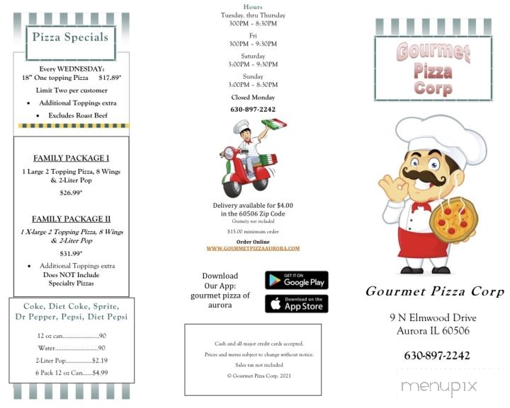Gourmet Pizza Corp - Aurora, IL menu_pic