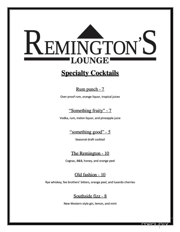 Remington's Lounge - Wichita, KS menu_pic