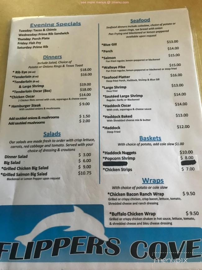 Flippers Cove - Greenleaf, WI menu_pic