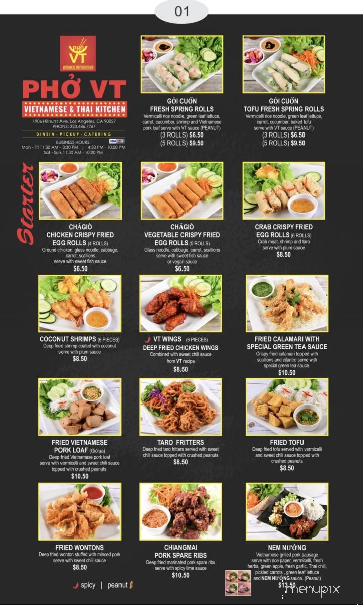 Pho VT - Los Angeles, CA menu_pic