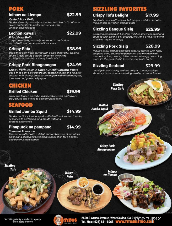 Titos Pizza Bistro Brews - West Covina, CA menu_pic