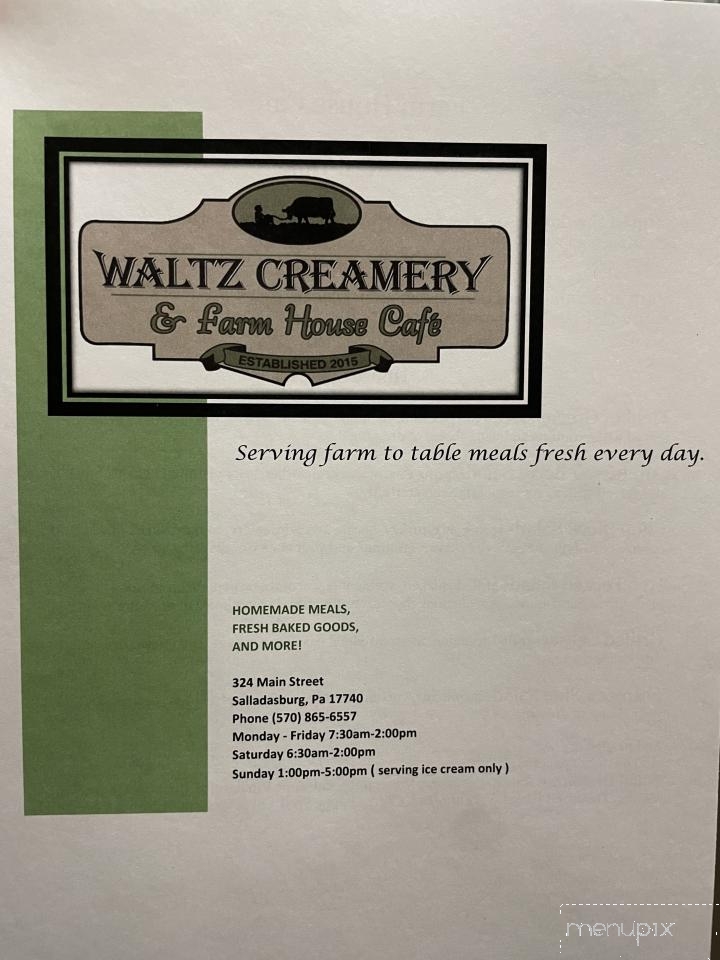 Waltz Creamery and Farm House Cafe - Salladasburg, PA menu_pic