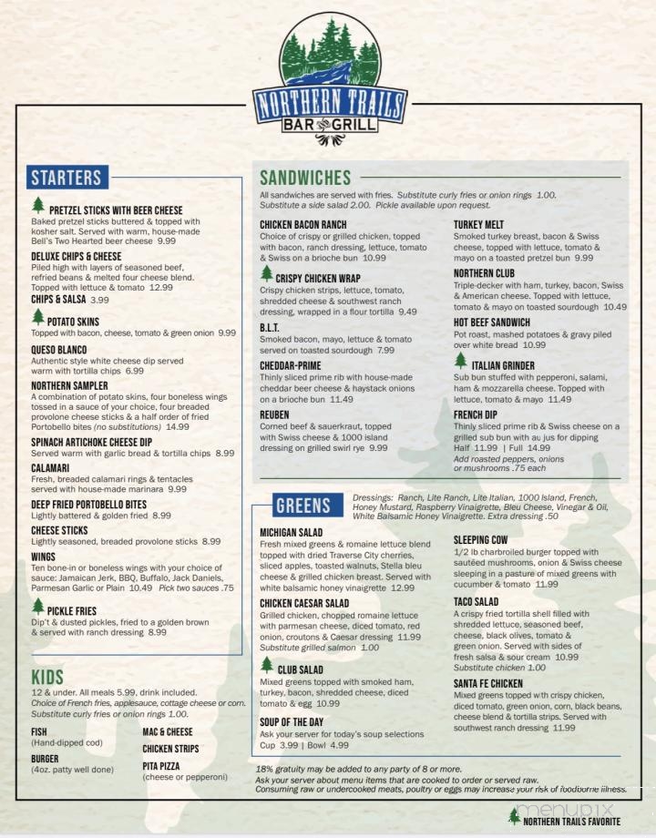 Northern Trails Bar & Grill - Newaygo, MI menu_pic