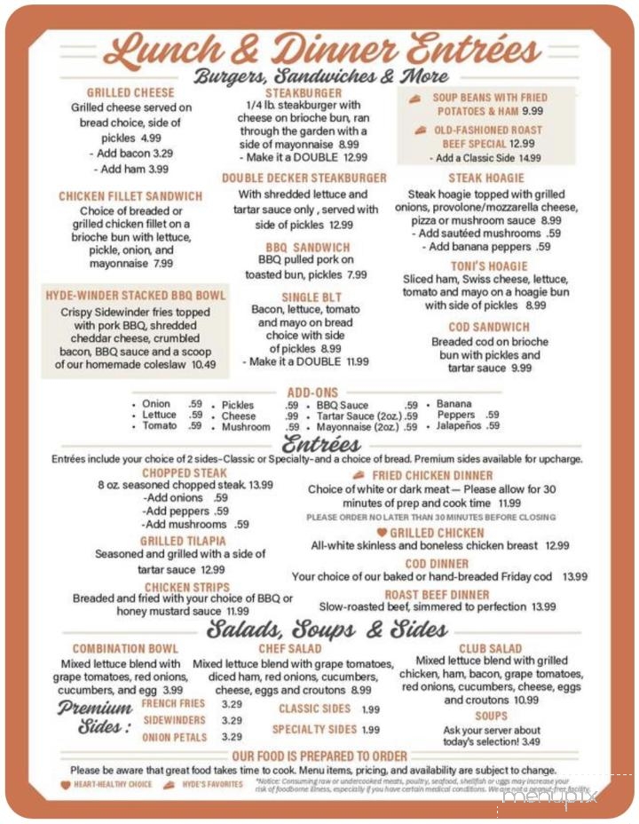 Hyde's Restaurant - Hamilton, OH menu_pic