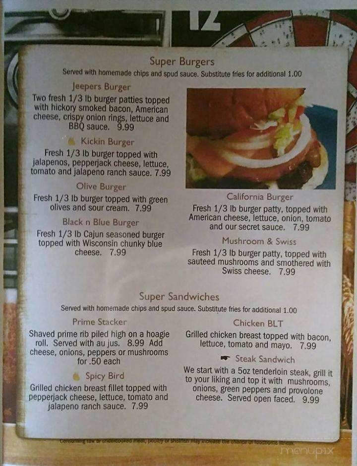 Jeepers - Plover, WI menu_pic