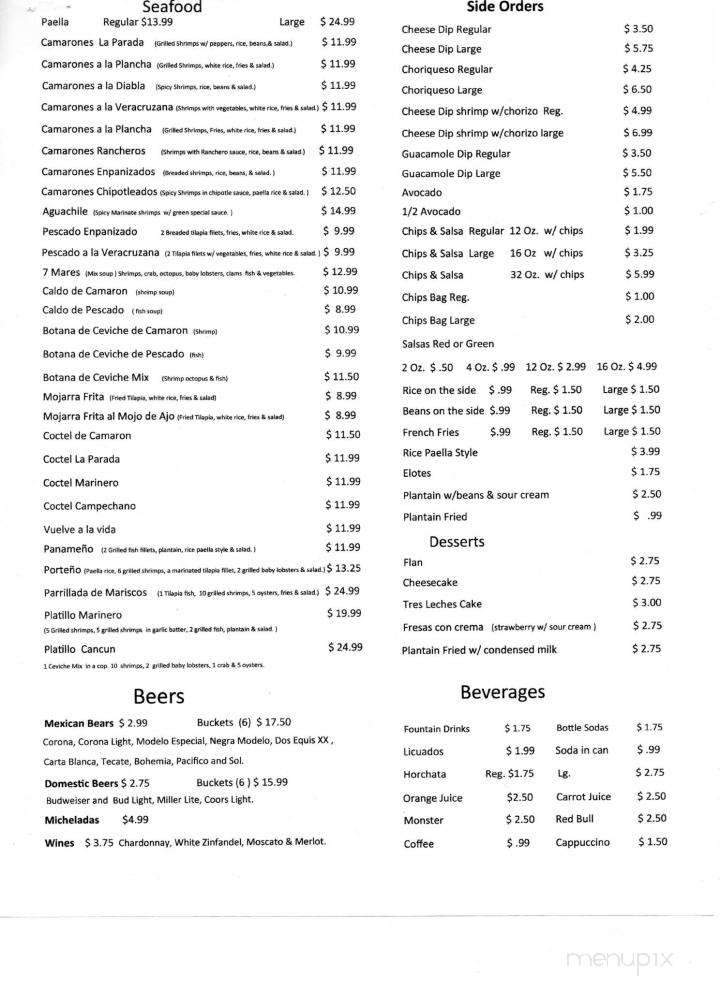 La Parada - Indianapolis, IN menu_pic