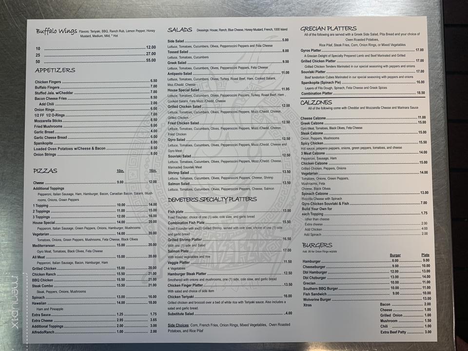 Demeter's - Woodruff, SC menu_pic