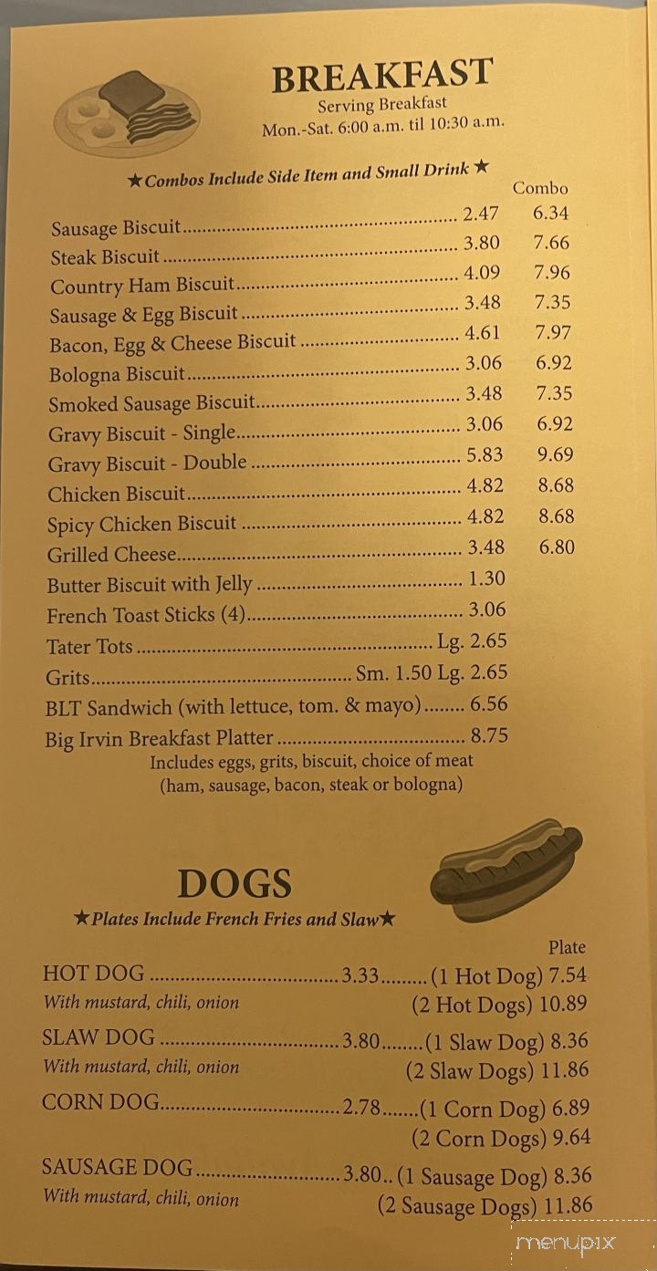 Whiteford's Giant Burger - Laurens, SC menu_pic