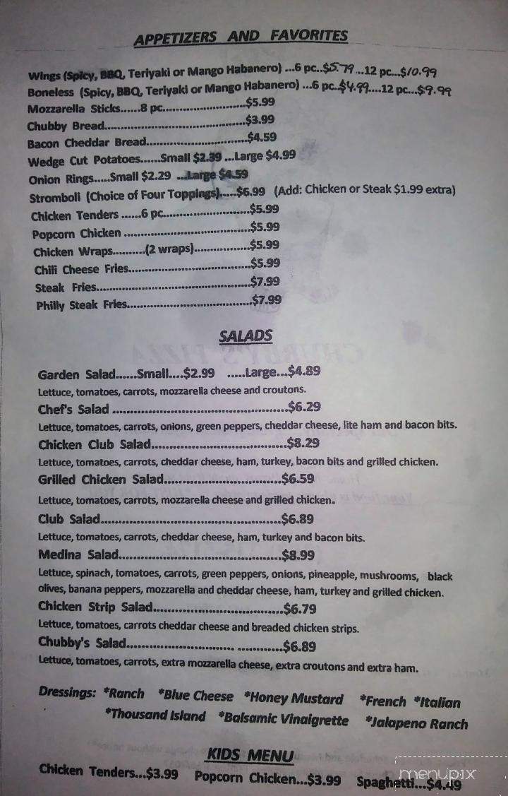 Chubby's Pizza - Bailey, NC menu_pic