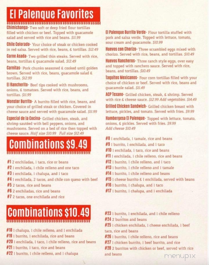 El Palenque Mexican Restaurant - Lowell, OH menu_pic