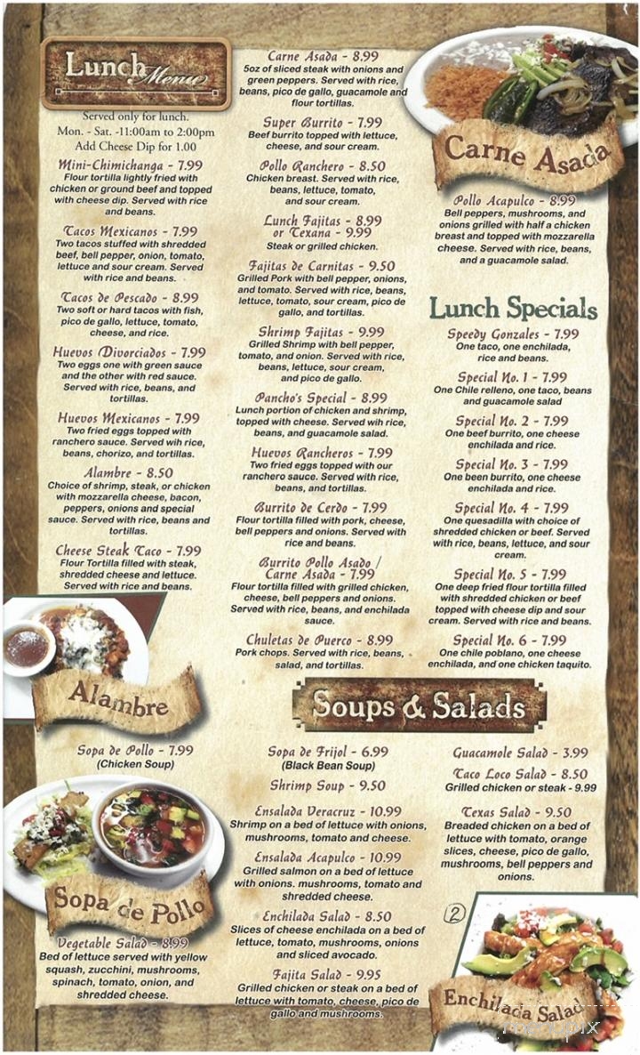 El Manzanillo - Highlands, NC menu_pic