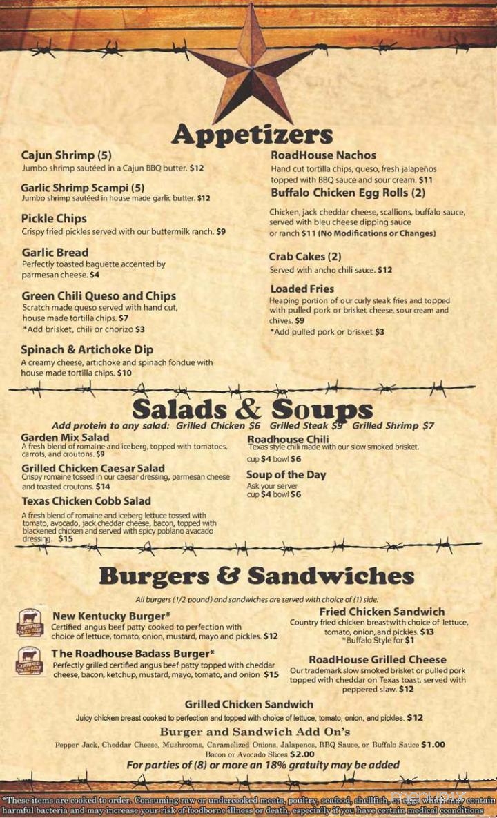 2920 RoadHouse - Hockley, TX menu_pic