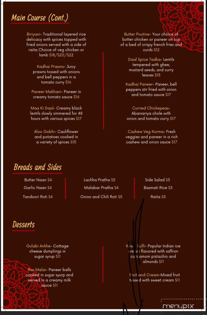 Spice Social - Fullerton, CA menu_pic