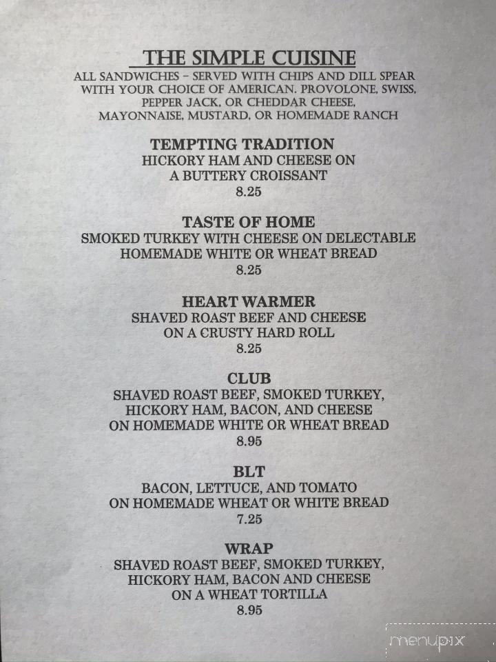 The Simple Life Concordia - Concordia, MO menu_pic