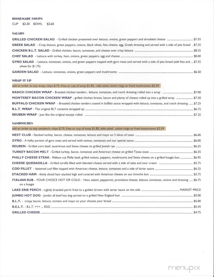 Nest Restaurant - Vermilion, OH menu_pic
