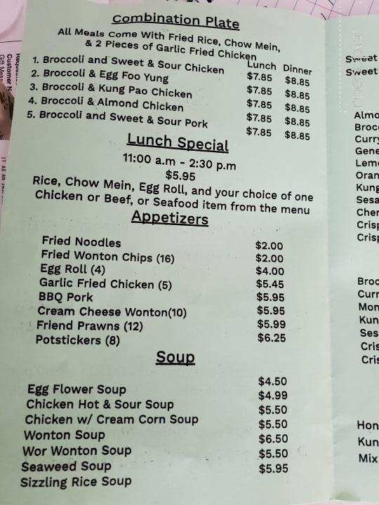 Wong's Mandarin Restaurant - Lodi, CA menu_pic