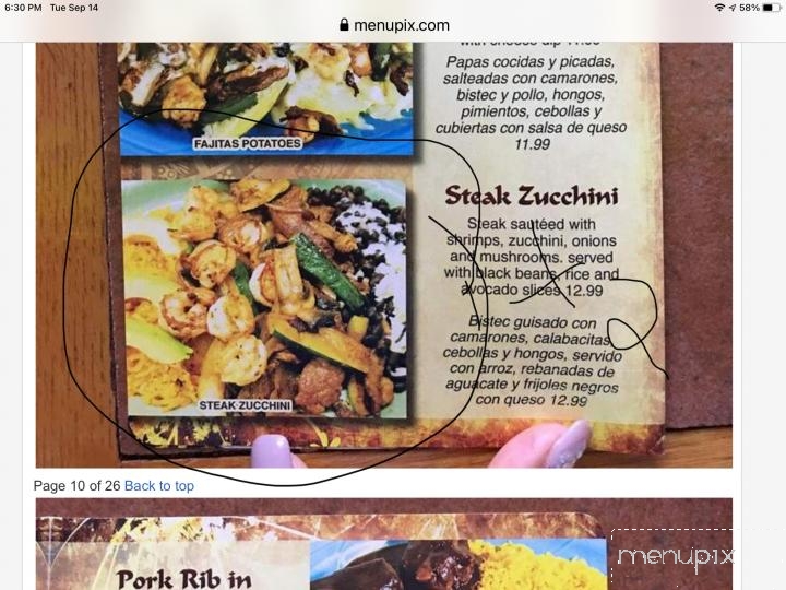 El Mariachi Mex Restaurant - Jacksonville, NC menu_pic