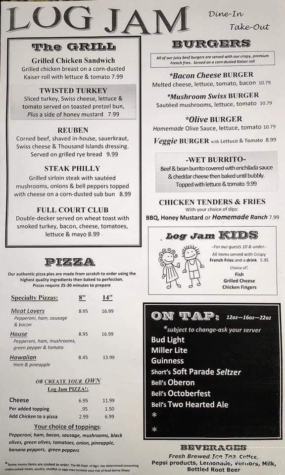 Log Jam - Grand Ledge, MI menu_pic