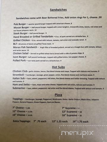 Moran's Bar & Grill - Anderson, IN menu_pic