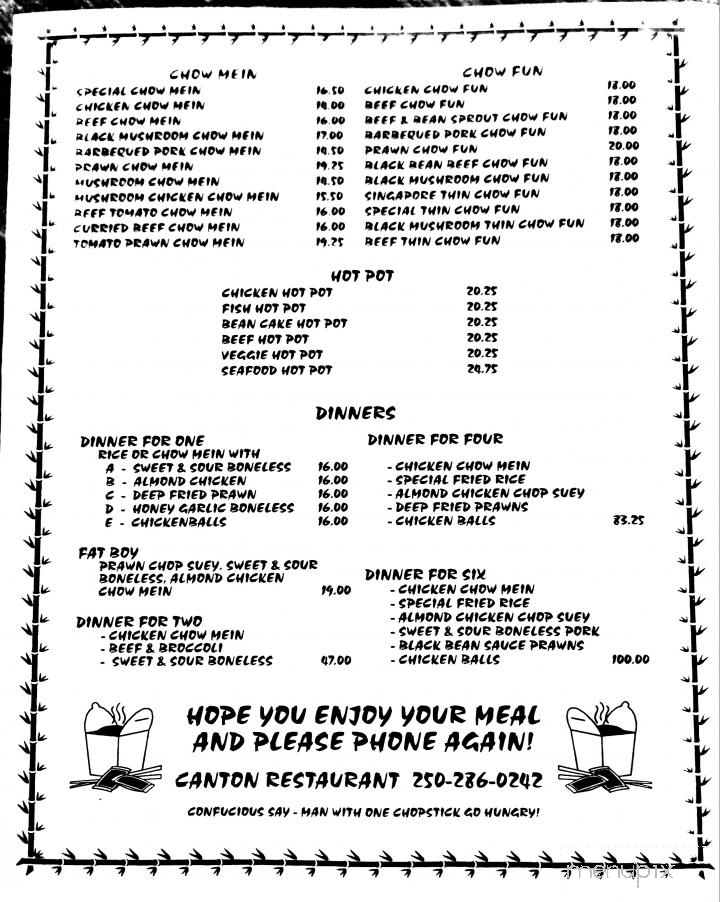Canton Restaurant - Campbell River, BC menu_pic