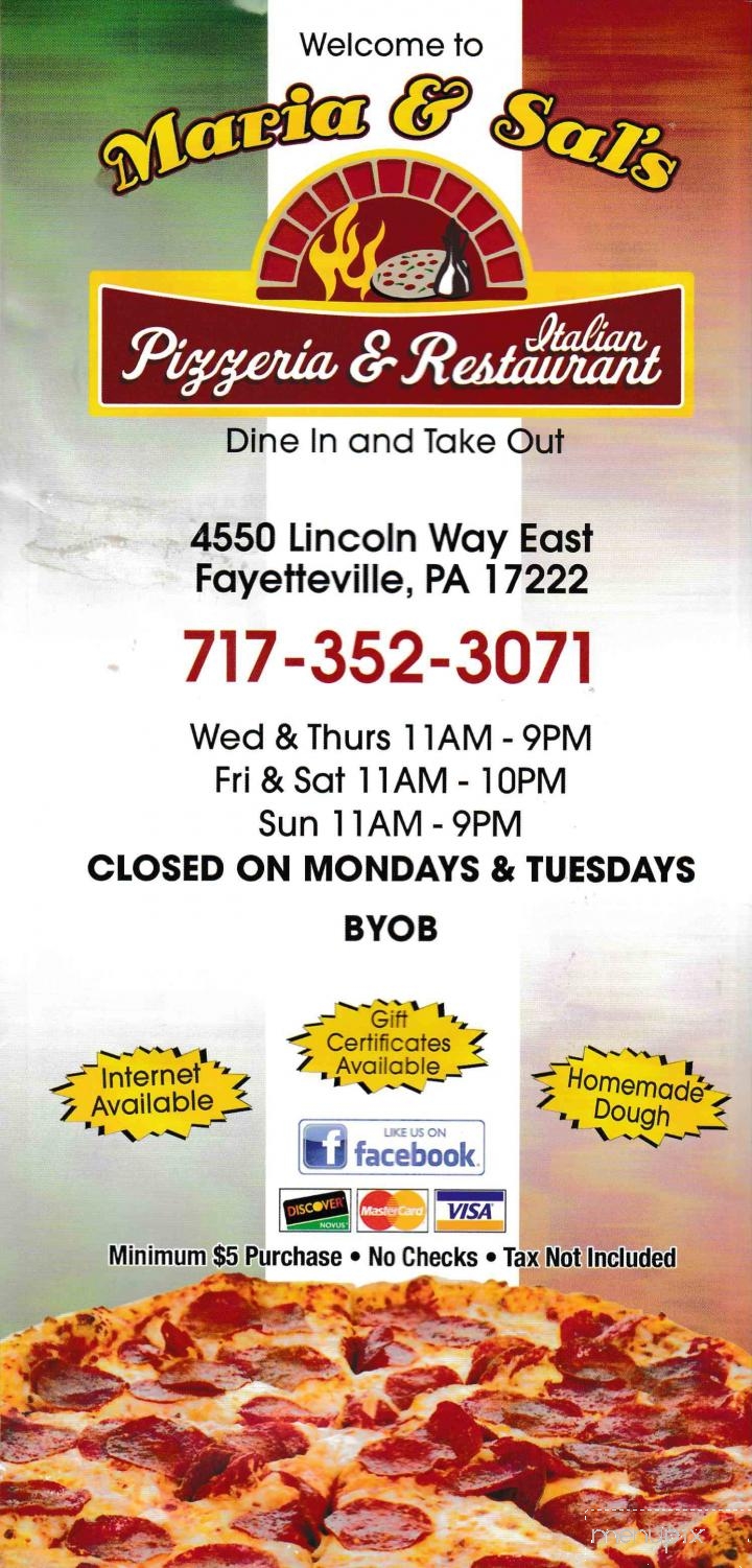 Maria & Sal's - Fayetteville, PA menu_pic