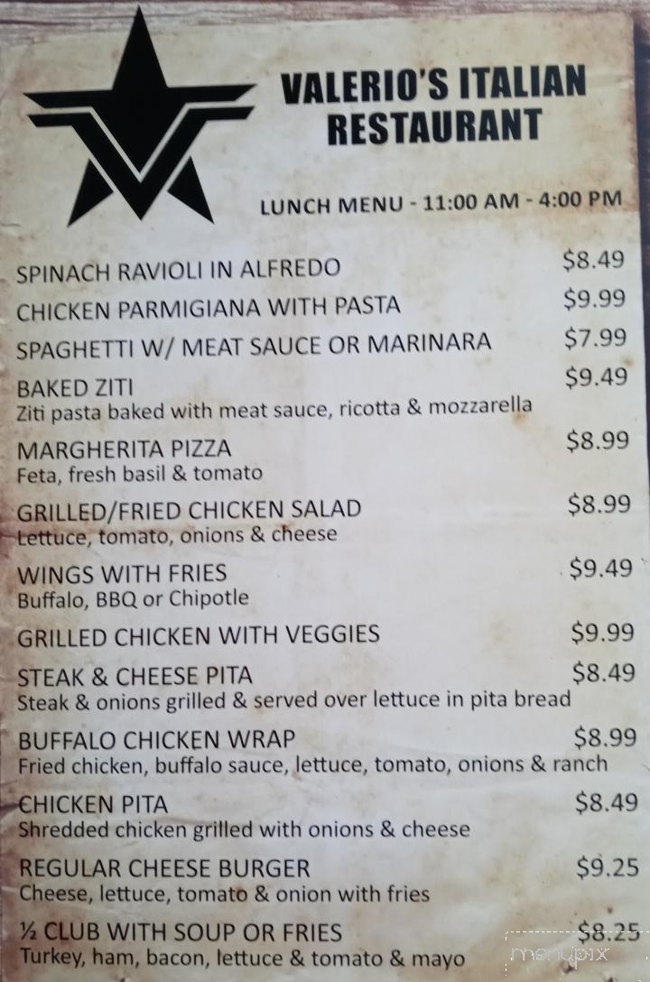Valerio's Italian Restaurant - Burlington, NC menu_pic