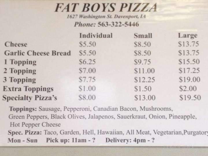 Fat Boy's Pizza - Davenport, IA menu_pic